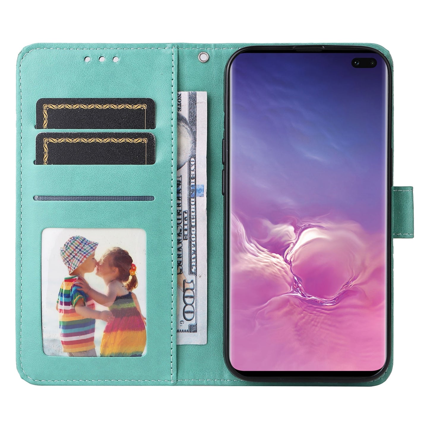 Samsung Galaxy S10 Sunflower Embossed Leather Wallet Phone Case with Kickstand and Card Holder