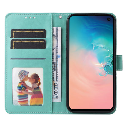 Samsung Galaxy S10e Sunflower Embossed Leather Wallet Phone Case with Kickstand and Card Holder