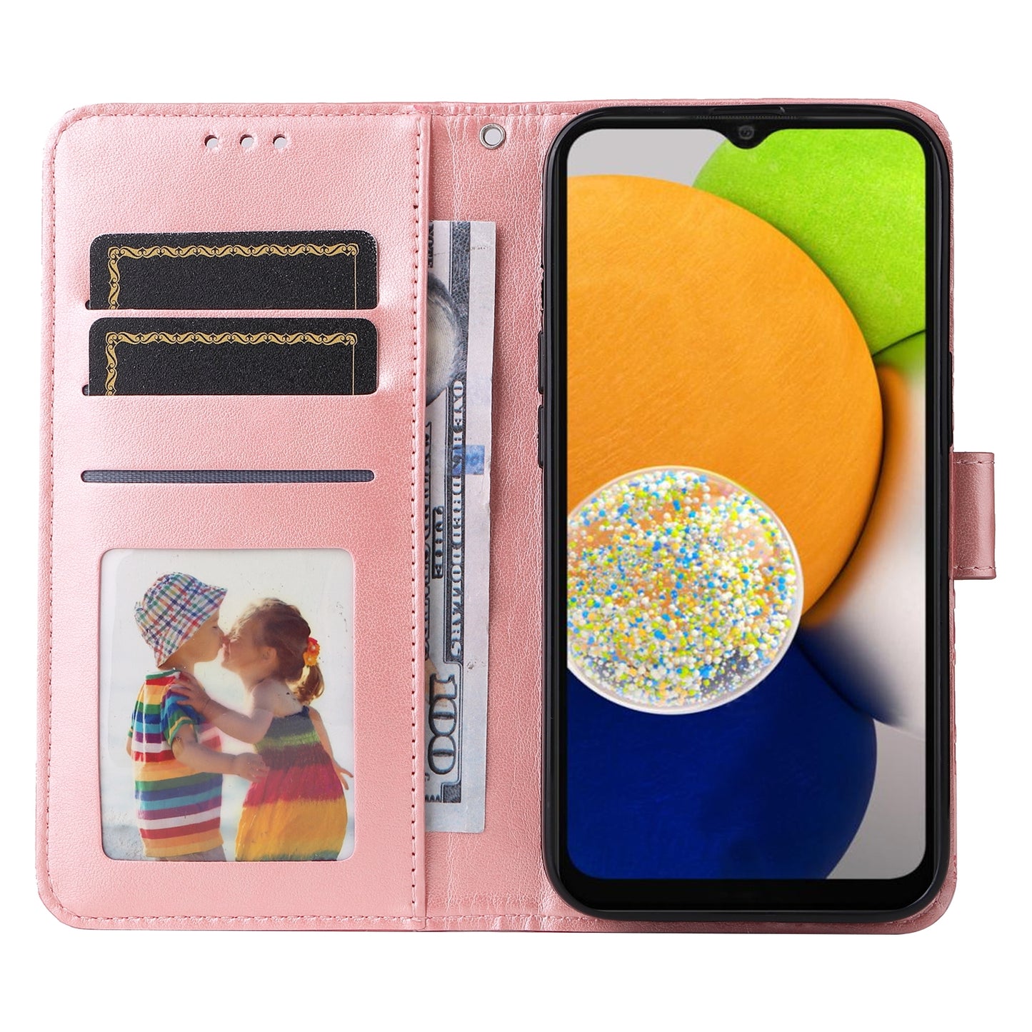 Samsung Galaxy A03 EU 166mm Sunflower Embossed Leather Wallet Phone Case with Kickstand and Card Holder