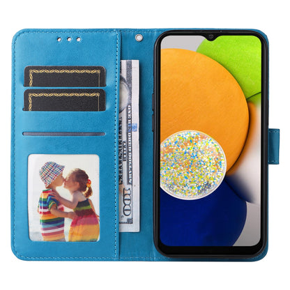 Samsung Galaxy A03 EU 166mm Sunflower Embossed Leather Wallet Phone Case with Kickstand and Card Holder