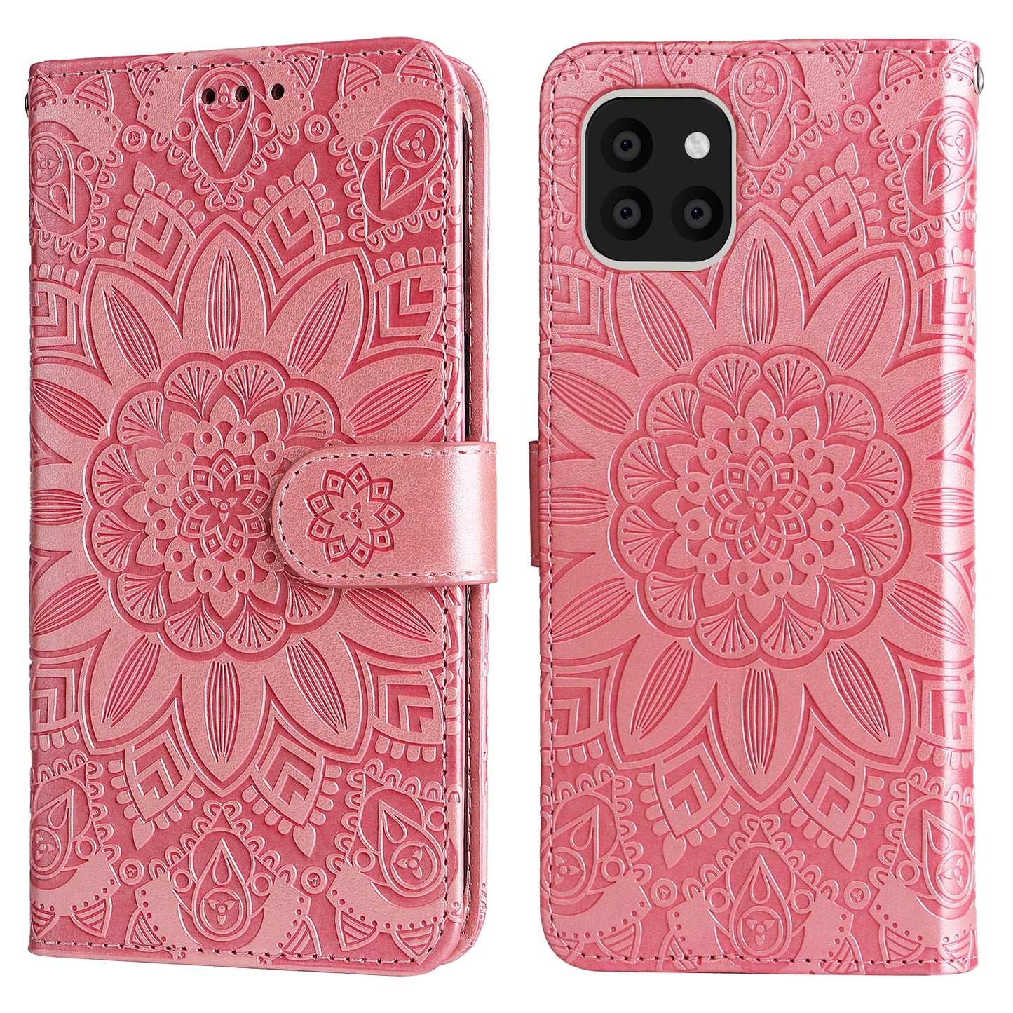 Samsung Galaxy A03 Global 164mm Sunflower Embossed Leather Wallet Phone Case with Kickstand and Card Holder
