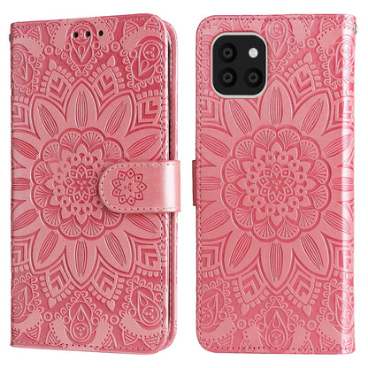 Samsung Galaxy A03 Global 164mm Sunflower Embossed Leather Wallet Phone Case with Kickstand and Card Holder