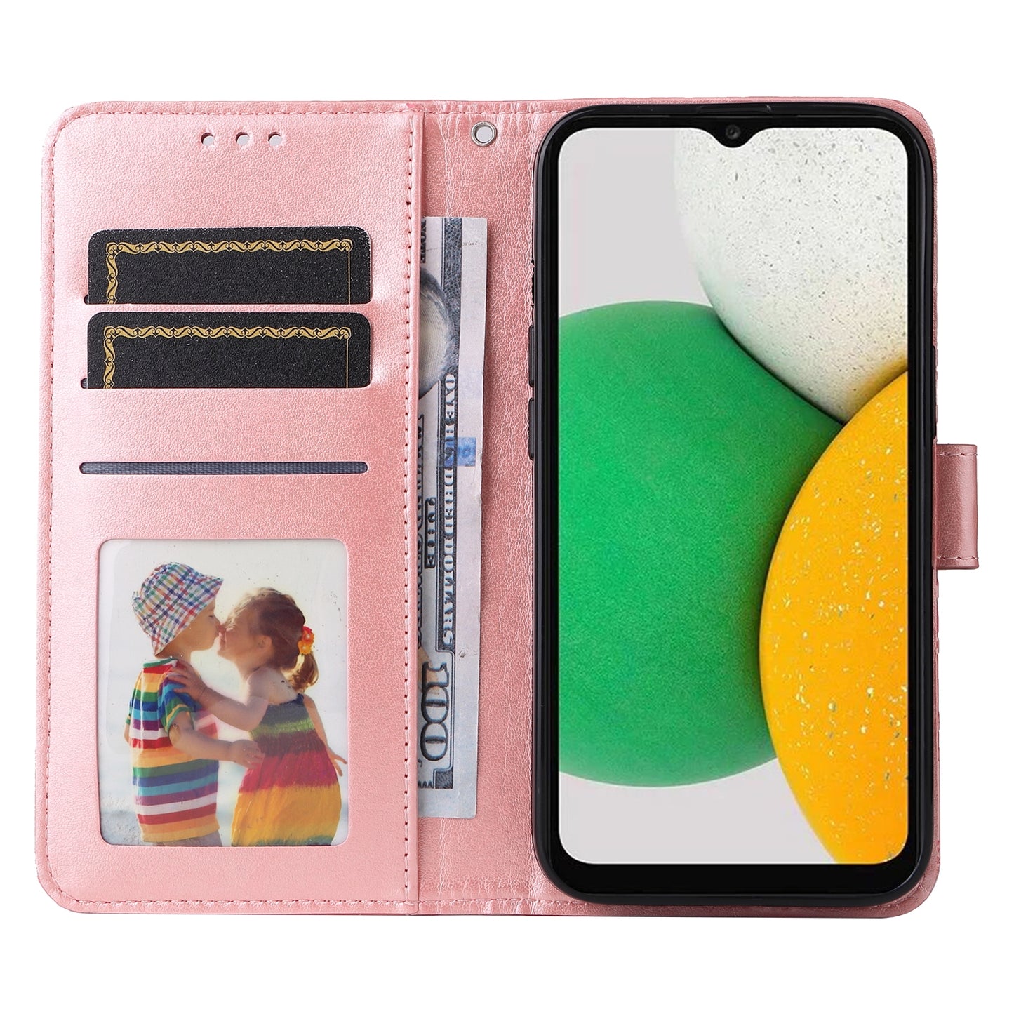 Samsung Galaxy A03 Global 164mm Sunflower Embossed Leather Wallet Phone Case with Kickstand and Card Holder