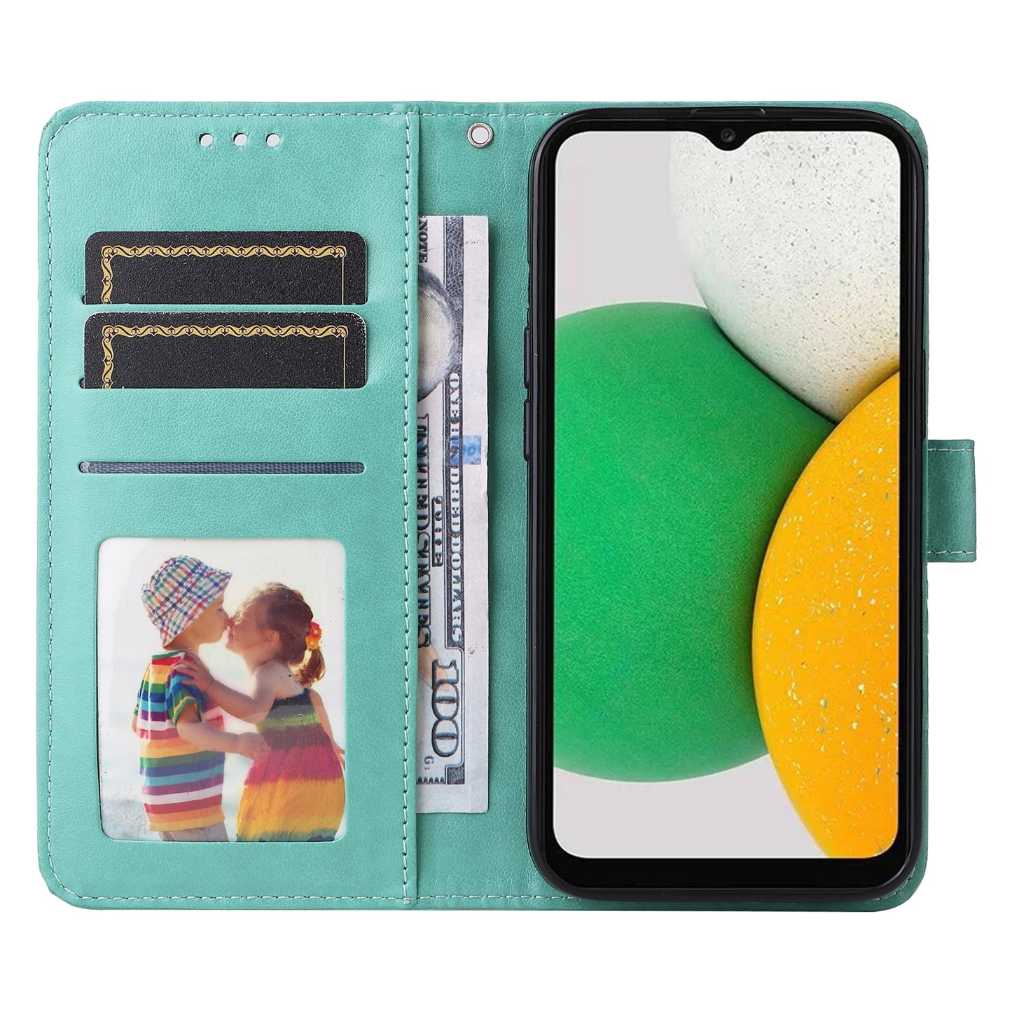 Samsung Galaxy A03 Global 164mm Sunflower Embossed Leather Wallet Phone Case with Kickstand and Card Holder