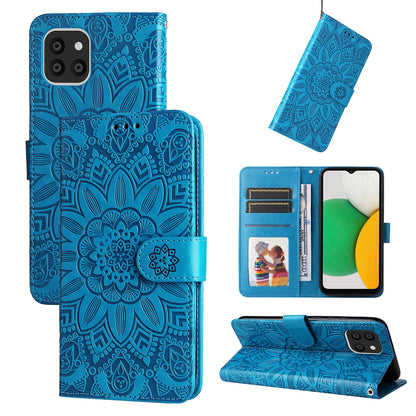Samsung Galaxy A03 Global 164mm Sunflower Embossed Leather Wallet Phone Case with Kickstand and Card Holder