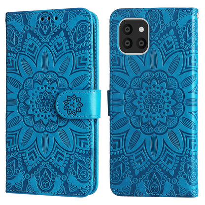 Samsung Galaxy A03 Global 164mm Sunflower Embossed Leather Wallet Phone Case with Kickstand and Card Holder