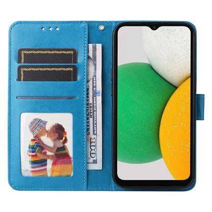 Samsung Galaxy A03 Global 164mm Sunflower Embossed Leather Wallet Phone Case with Kickstand and Card Holder