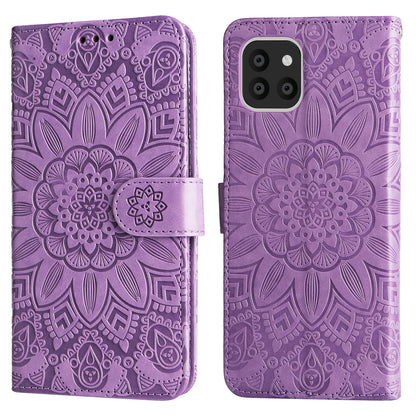 Samsung Galaxy A03 Global 164mm Sunflower Embossed Leather Wallet Phone Case with Kickstand and Card Holder