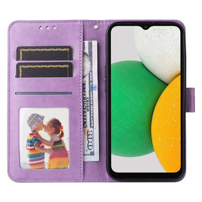 Samsung Galaxy A03 Global 164mm Sunflower Embossed Leather Wallet Phone Case with Kickstand and Card Holder