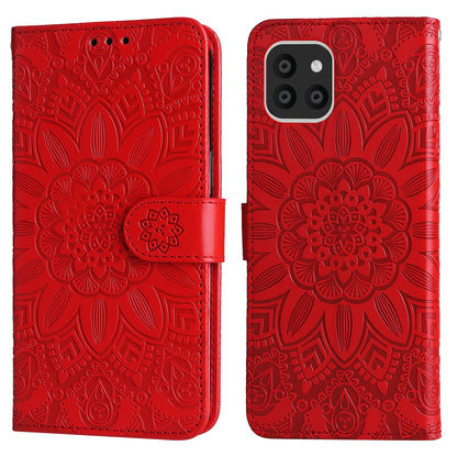 Samsung Galaxy A03 Global 164mm Sunflower Embossed Leather Wallet Phone Case with Kickstand and Card Holder