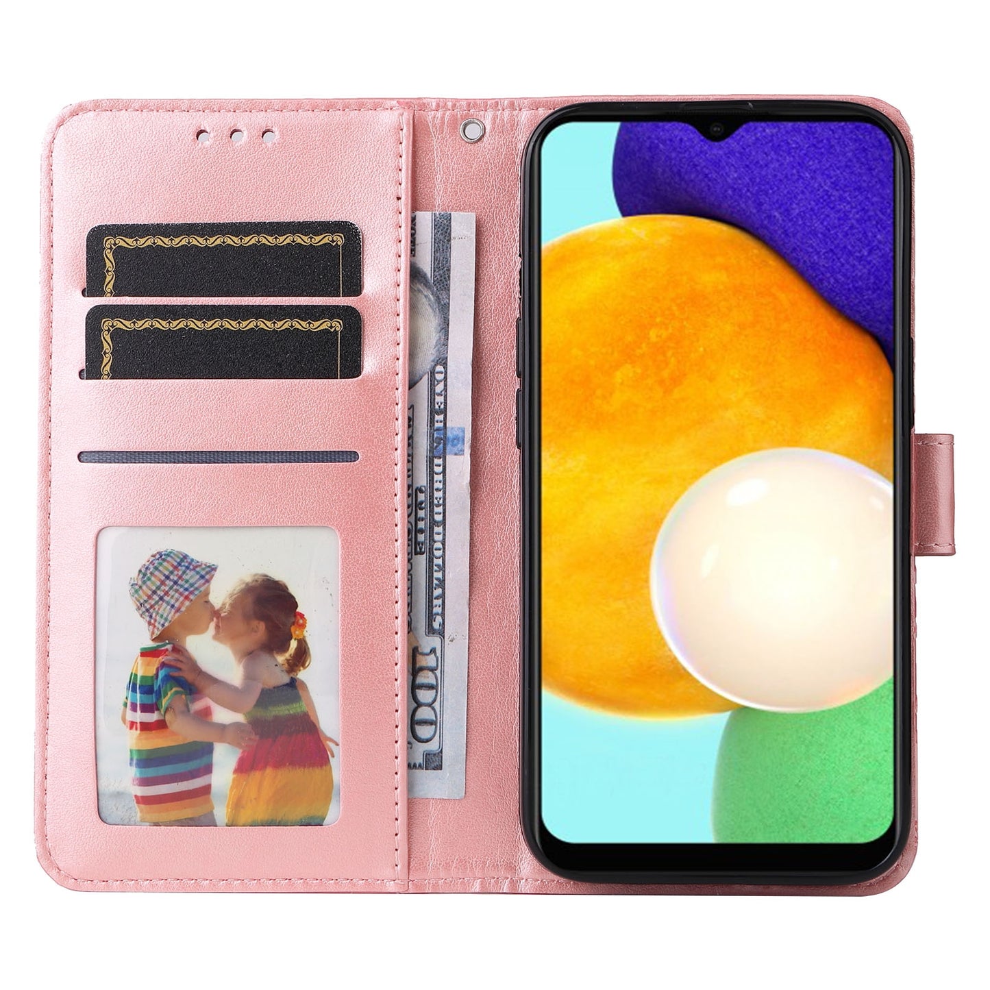 Samsung Galaxy A02s US 166mm Sunflower Embossed Leather Wallet Phone Case with Kickstand and Card Holder