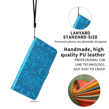 Samsung Galaxy A02s US 166mm Sunflower Embossed Leather Wallet Phone Case with Kickstand and Card Holder