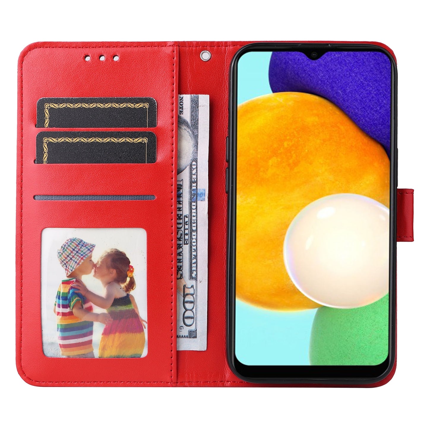 Samsung Galaxy A02s US 166mm Sunflower Embossed Leather Wallet Phone Case with Kickstand and Card Holder