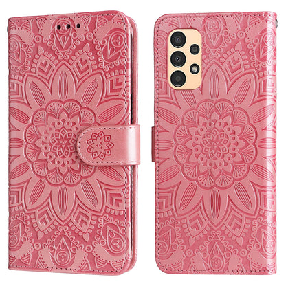 Samsung Galaxy A13 4G Sunflower Embossed Leather Wallet Phone Case with Kickstand and Card Holder
