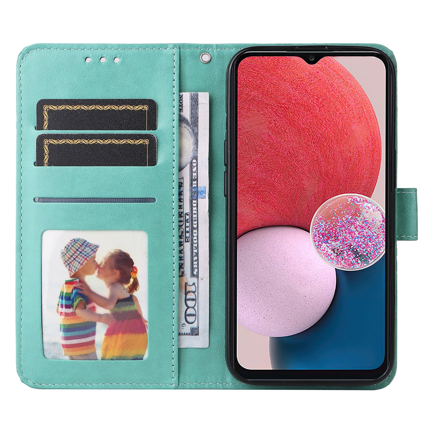 Samsung Galaxy A13 4G Sunflower Embossed Leather Wallet Phone Case with Kickstand and Card Holder