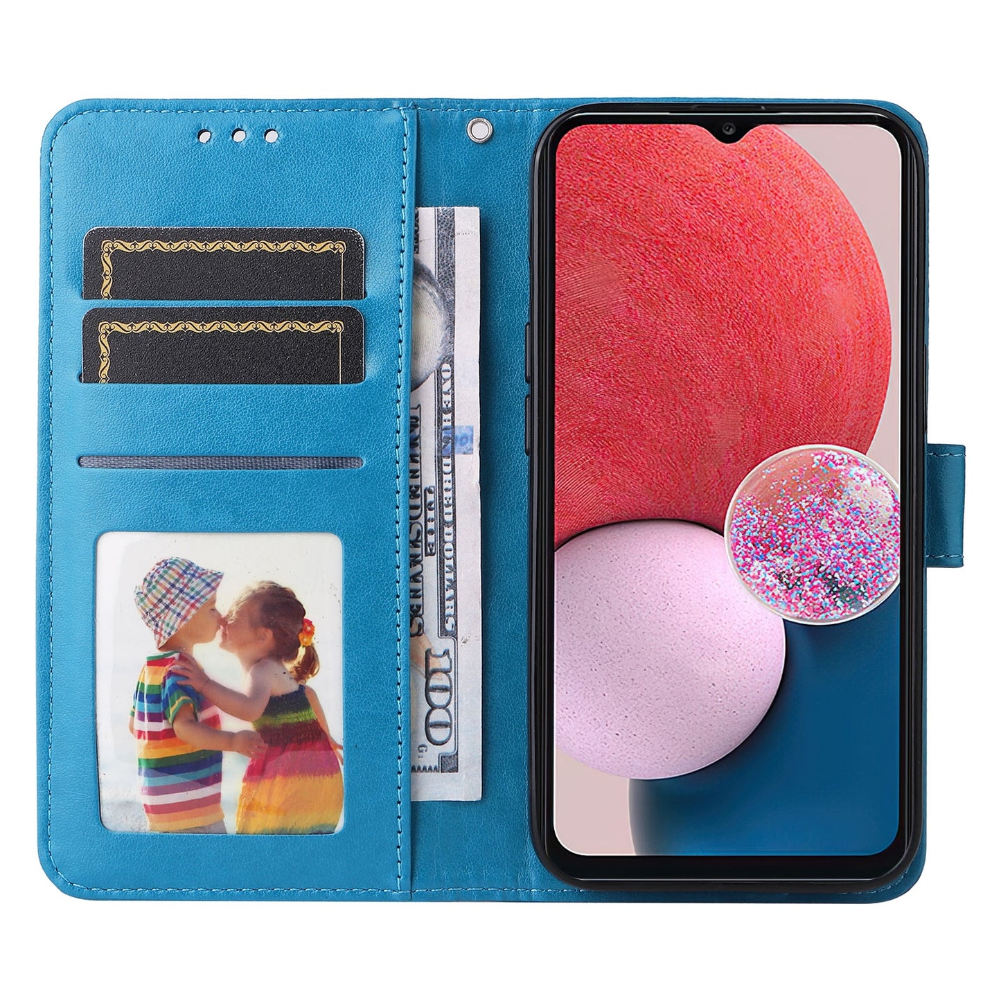 Samsung Galaxy A13 4G Sunflower Embossed Leather Wallet Phone Case with Kickstand and Card Holder