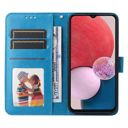 Samsung Galaxy A13 4G Sunflower Embossed Leather Wallet Phone Case with Kickstand and Card Holder