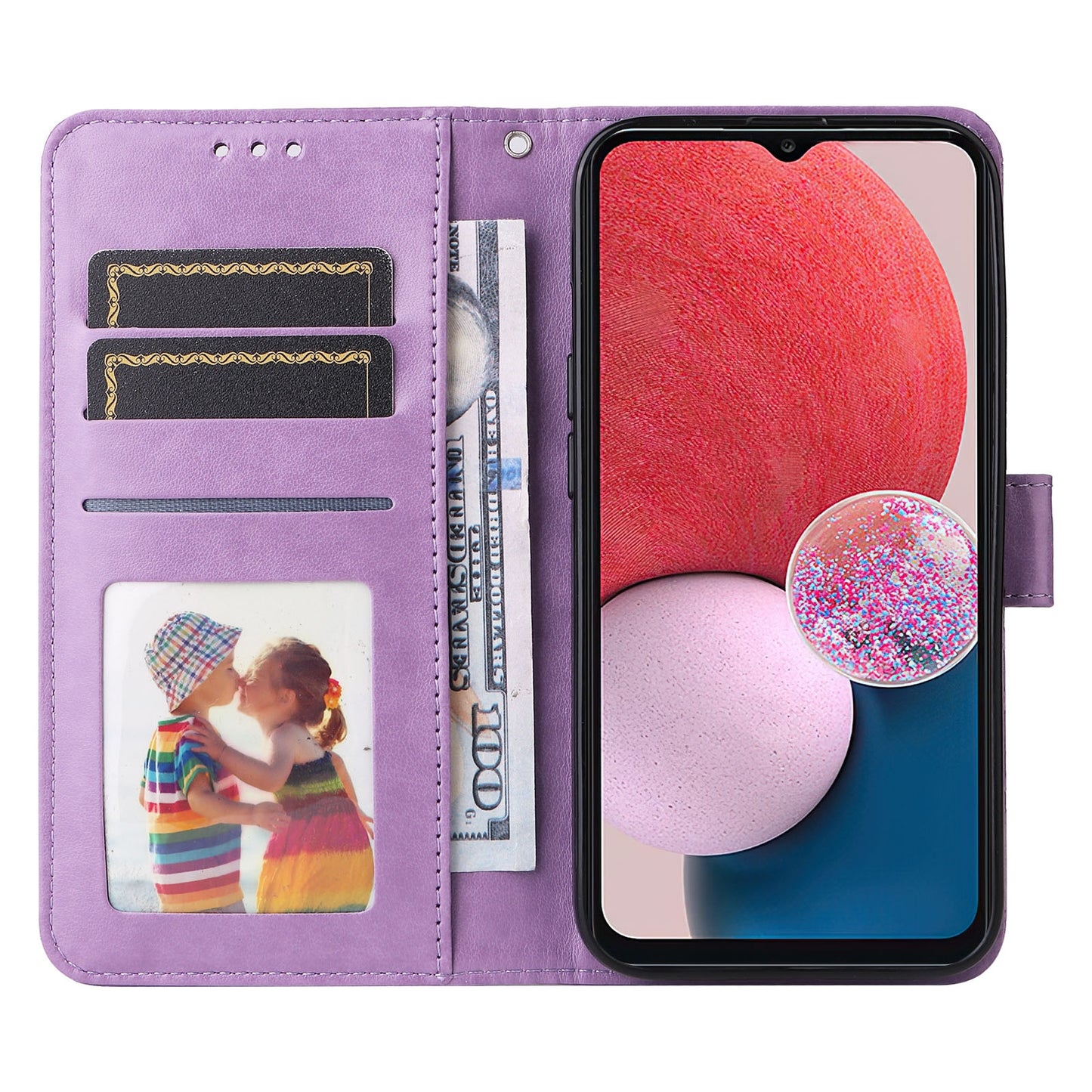 Samsung Galaxy A13 4G Sunflower Embossed Leather Wallet Phone Case with Kickstand and Card Holder