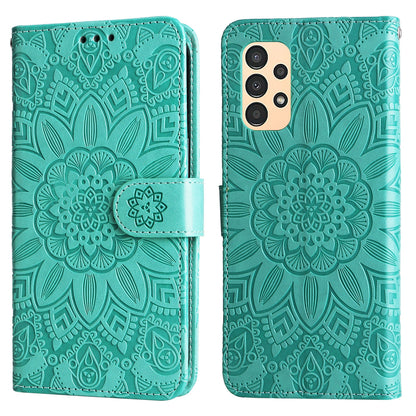 Samsung Galaxy A13 5G Sunflower Embossed Leather Wallet Phone Case with Kickstand and Card Holder
