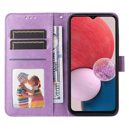 Samsung Galaxy A13 5G Sunflower Embossed Leather Wallet Phone Case with Kickstand and Card Holder