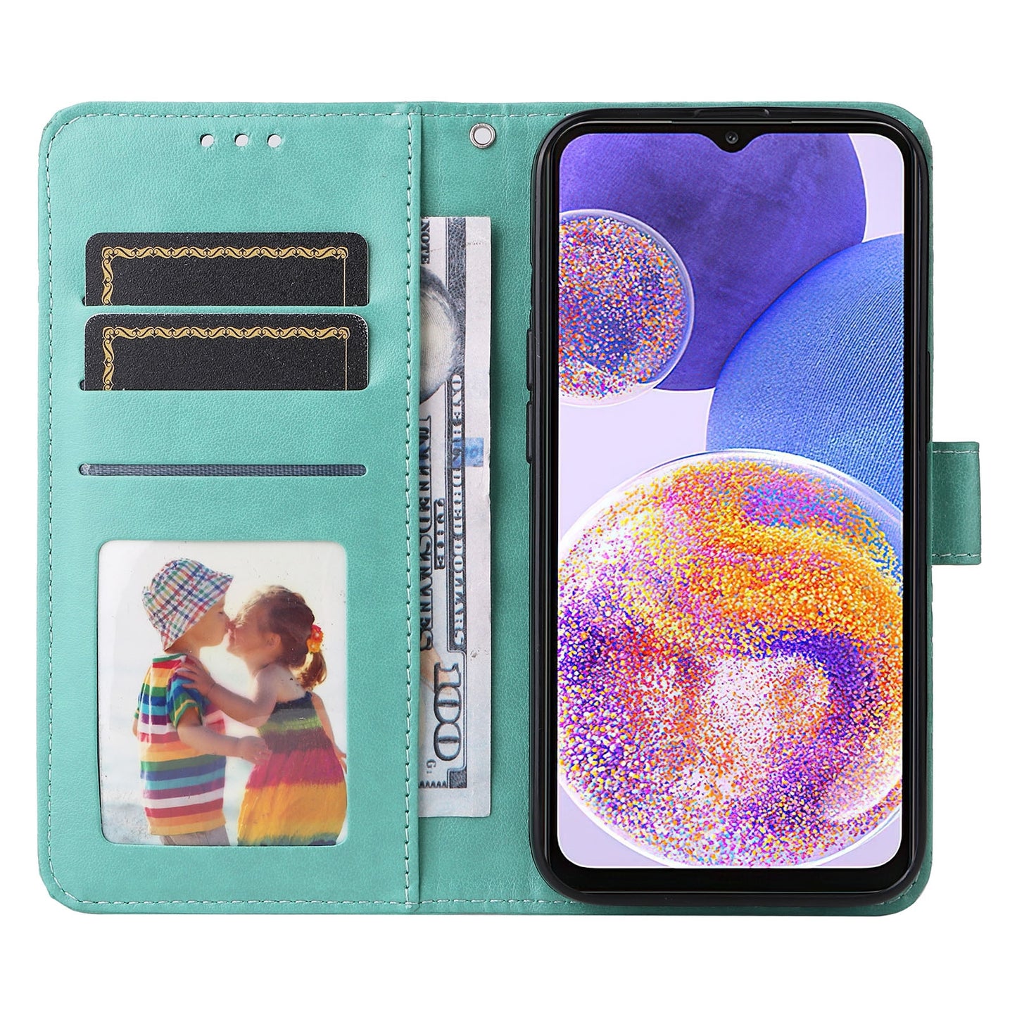 Samsung Galaxy A23 5G Sunflower Embossed Leather Wallet Phone Case with Kickstand and Card Holder