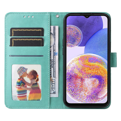 Samsung Galaxy A23 5G Sunflower Embossed Leather Wallet Phone Case with Kickstand and Card Holder