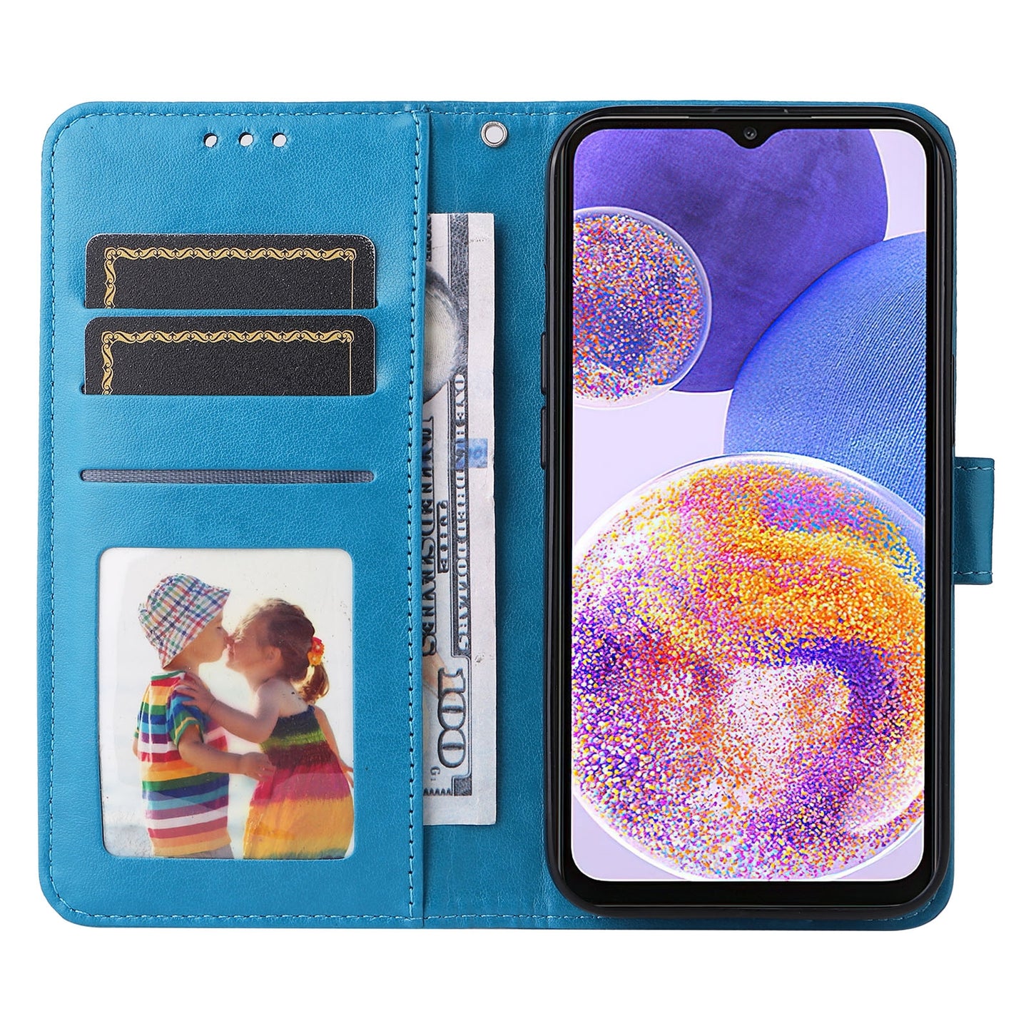 Samsung Galaxy A23 5G Sunflower Embossed Leather Wallet Phone Case with Kickstand and Card Holder