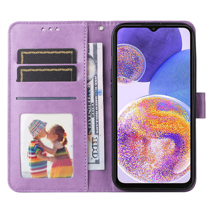 Samsung Galaxy A23 4G Sunflower Embossed Leather Wallet Phone Case with Kickstand and Card Holder