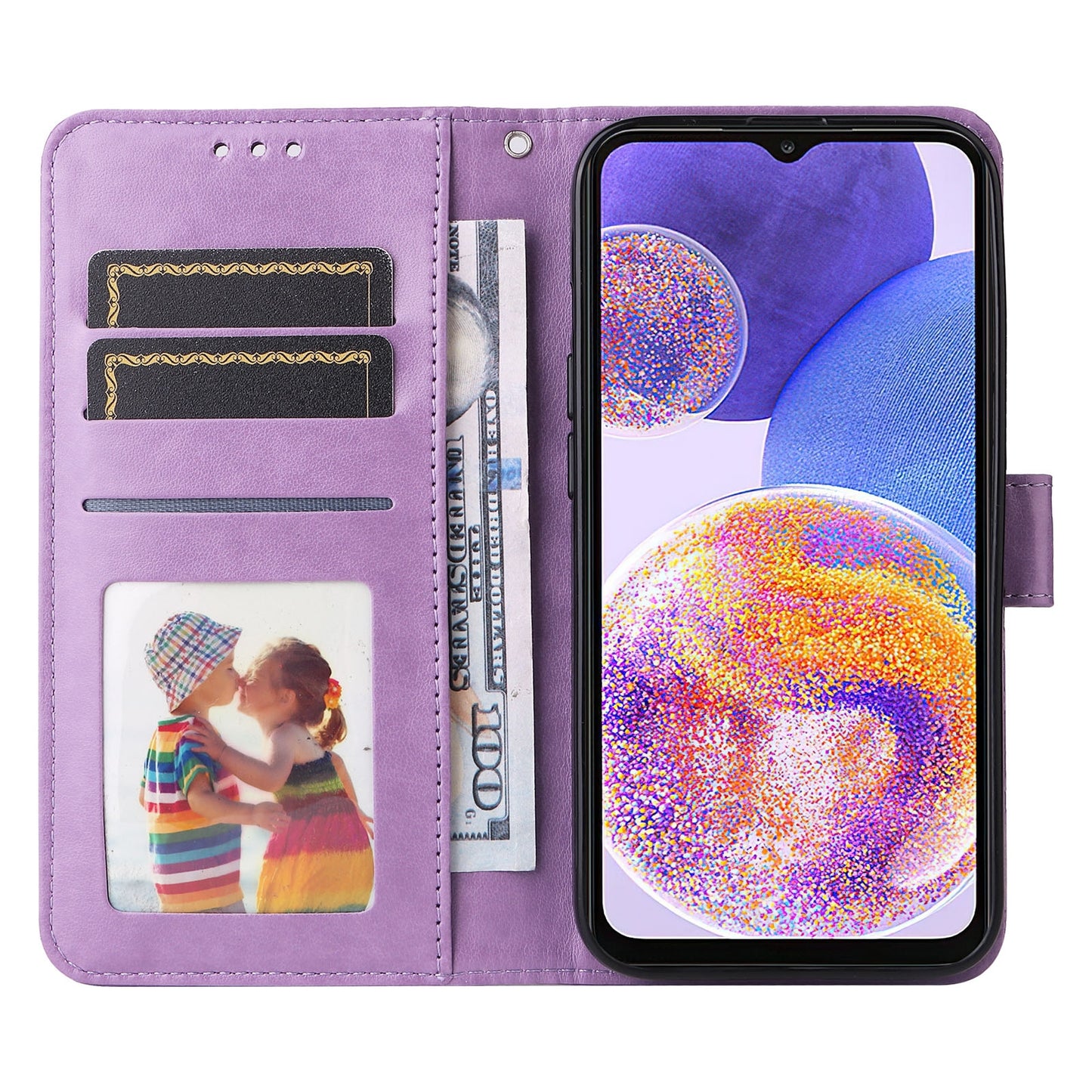 Samsung Galaxy A23 5G Sunflower Embossed Leather Wallet Phone Case with Kickstand and Card Holder