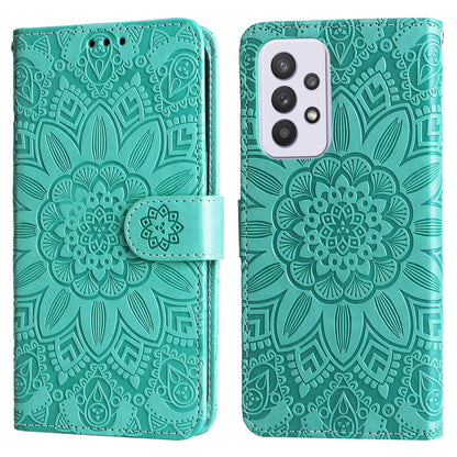 Samsung Galaxy A33 5G Sunflower Embossed Leather Wallet Phone Case with Kickstand and Card Holder