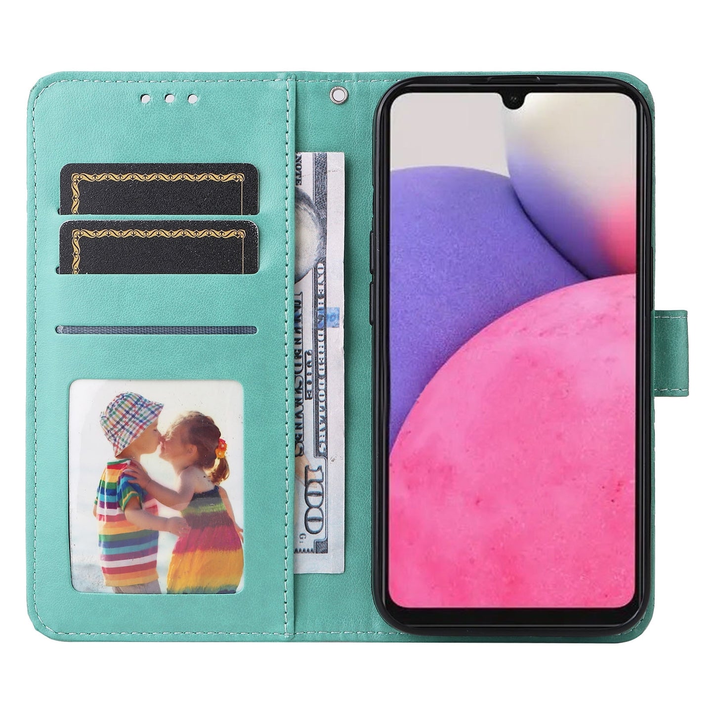 Samsung Galaxy A33 5G Sunflower Embossed Leather Wallet Phone Case with Kickstand and Card Holder