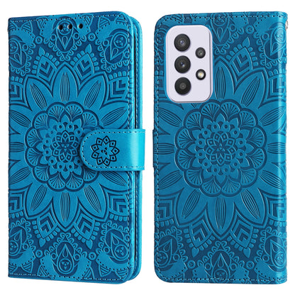 Samsung Galaxy A33 5G Sunflower Embossed Leather Wallet Phone Case with Kickstand and Card Holder