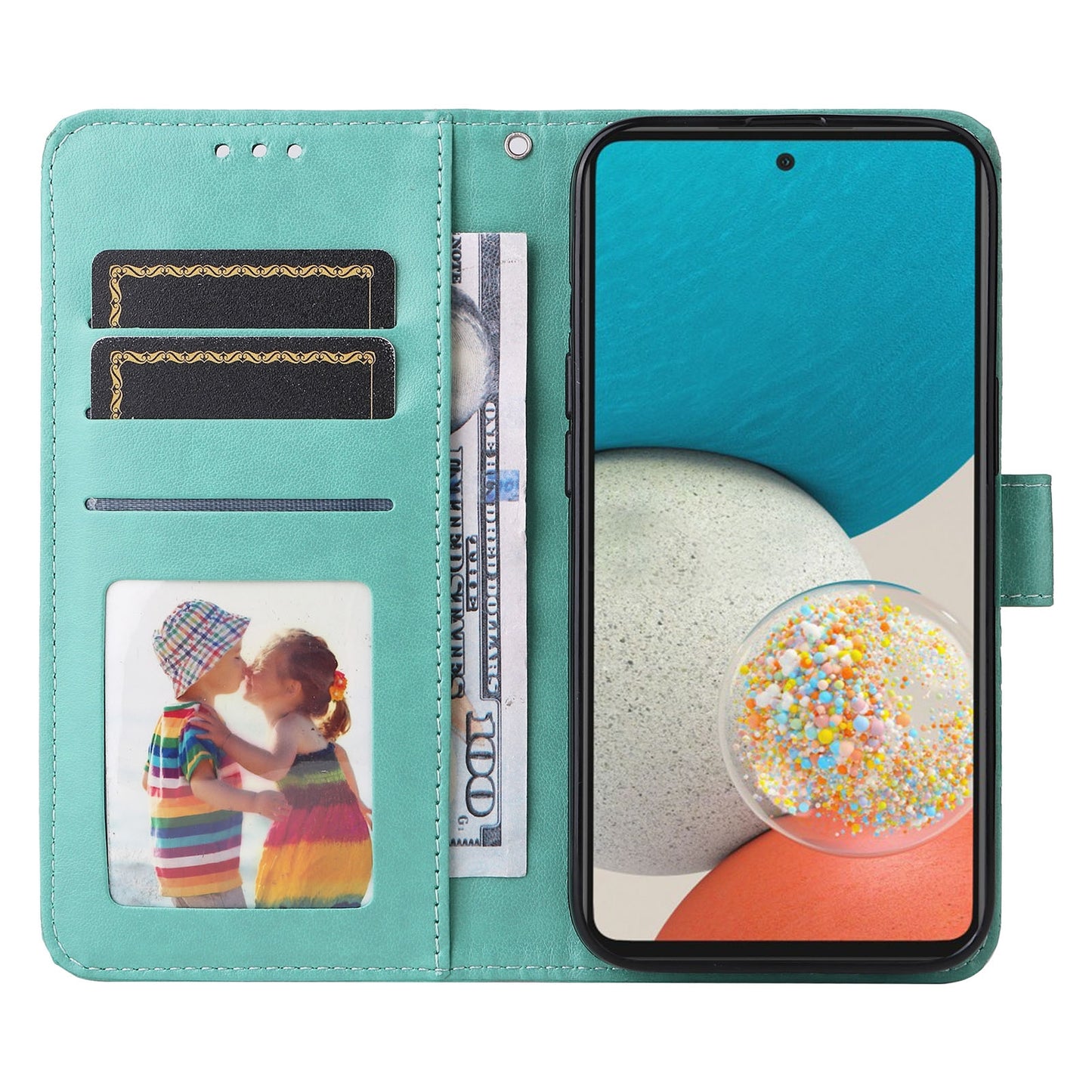 Samsung Galaxy A73 5G Sunflower Embossed Leather Wallet Phone Case with Kickstand and Card Holder