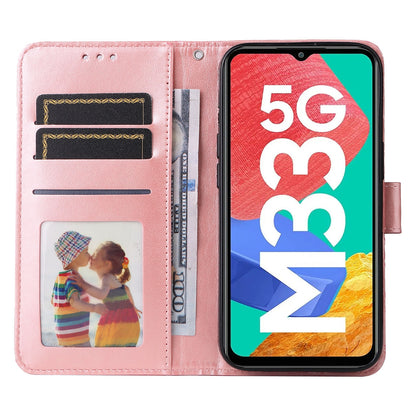 Samsung Galaxy M33 5G Global Sunflower Embossed Leather Wallet Phone Case with Kickstand and Card Holder