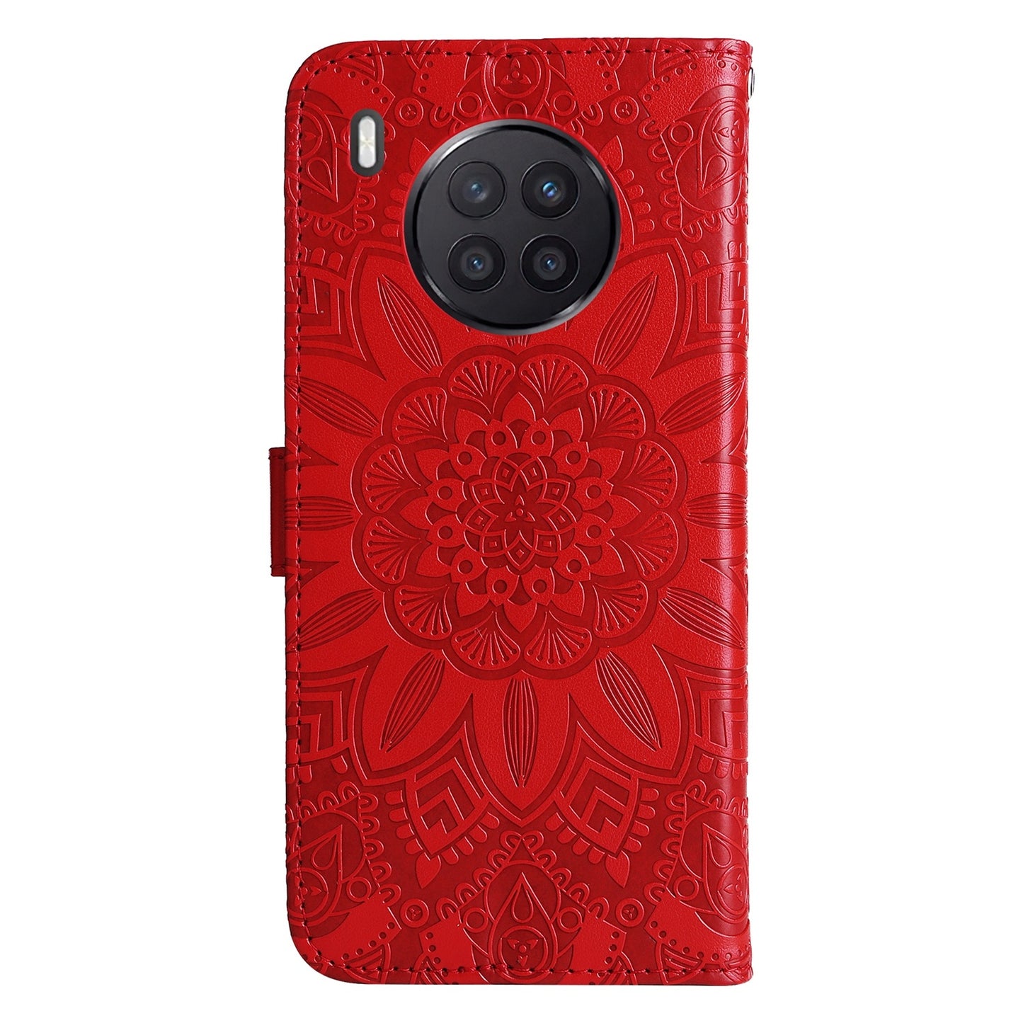 Honor 50 Lite Sunflower Embossed Leather Wallet Phone Case with Kickstand and Card Holder