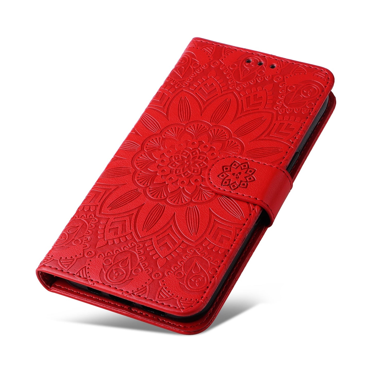 Honor 50 Lite Sunflower Embossed Leather Wallet Phone Case with Kickstand and Card Holder