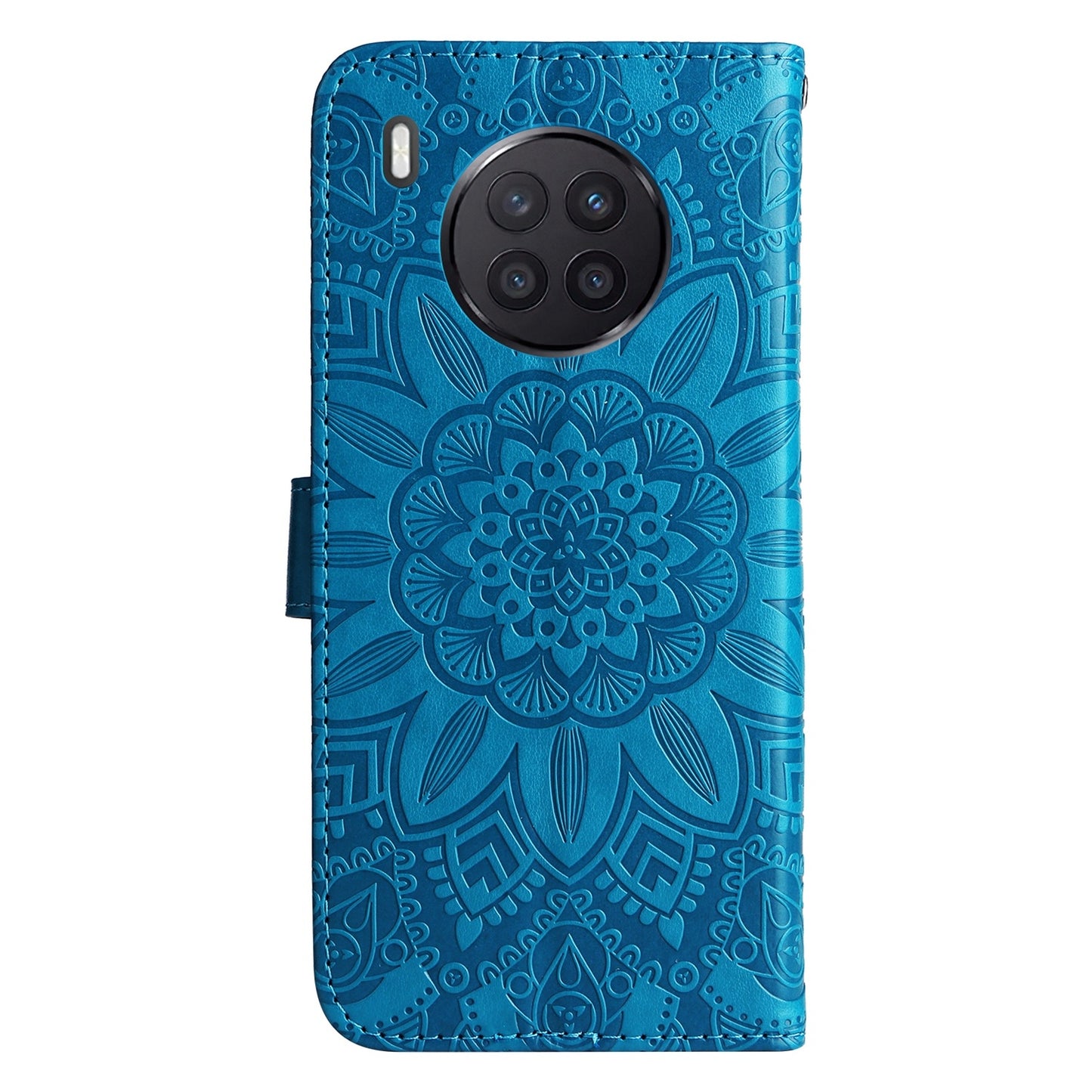 Honor 50 Lite Sunflower Embossed Leather Wallet Phone Case with Kickstand and Card Holder