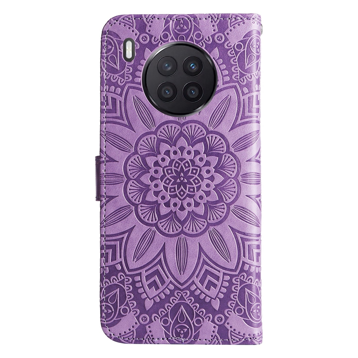 Honor 50 Lite Sunflower Embossed Leather Wallet Phone Case with Kickstand and Card Holder