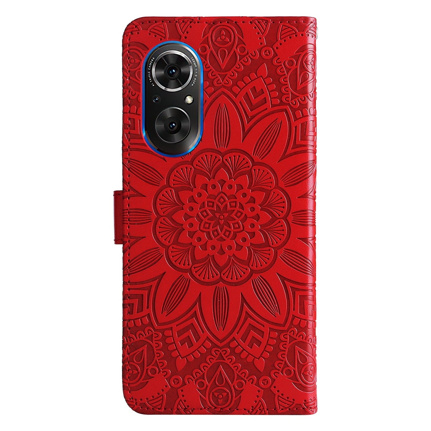 Honor 50 SE Sunflower Embossed Leather Wallet Phone Case with Kickstand and Card Holder