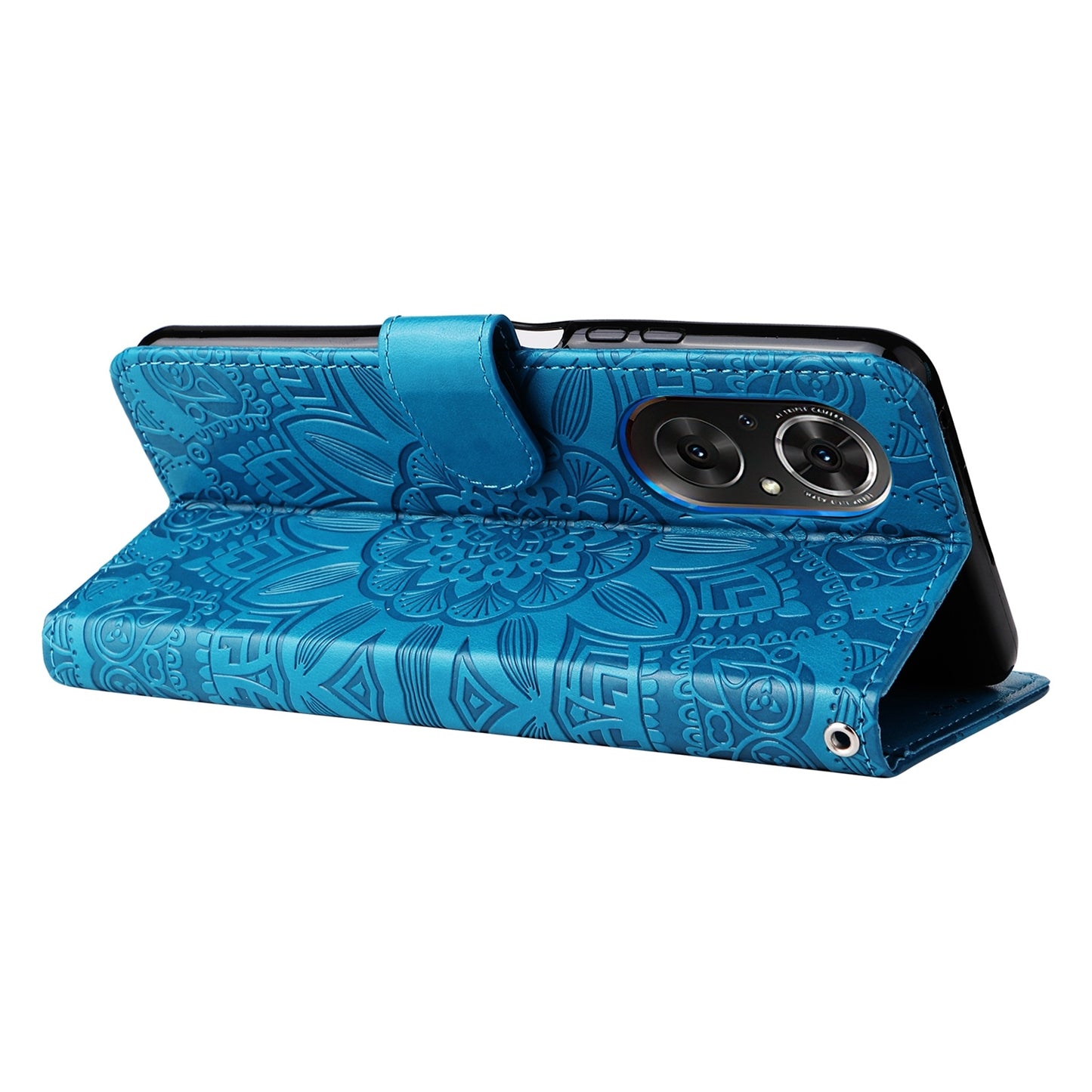 Honor 50 SE Sunflower Embossed Leather Wallet Phone Case with Kickstand and Card Holder