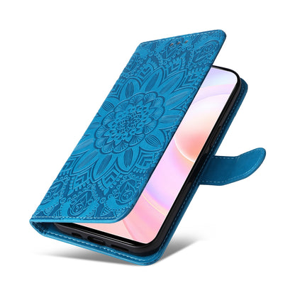 Huawei nova 9 SE Sunflower Embossed Leather Wallet Phone Case with Kickstand and Card Holder