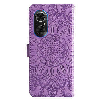 Honor 50 SE Sunflower Embossed Leather Wallet Phone Case with Kickstand and Card Holder