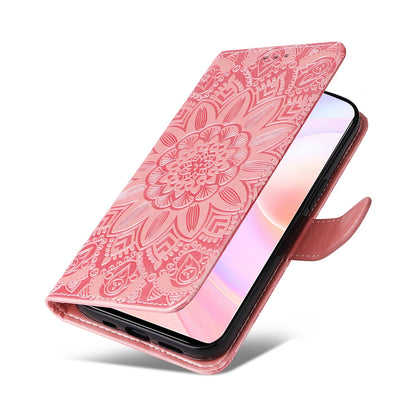 Honor 50 SE Sunflower Embossed Leather Wallet Phone Case with Kickstand and Card Holder