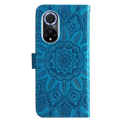 Honor 50 Sunflower Embossed Leather Wallet Phone Case with Kickstand and Card Holder