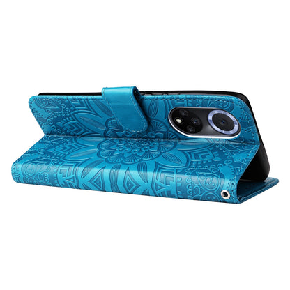 Honor 50 Sunflower Embossed Leather Wallet Phone Case with Kickstand and Card Holder