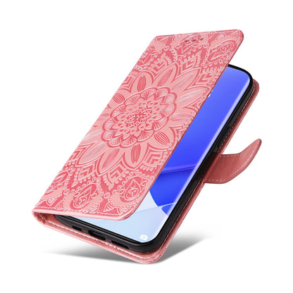 Honor 50 Sunflower Embossed Leather Wallet Phone Case with Kickstand and Card Holder