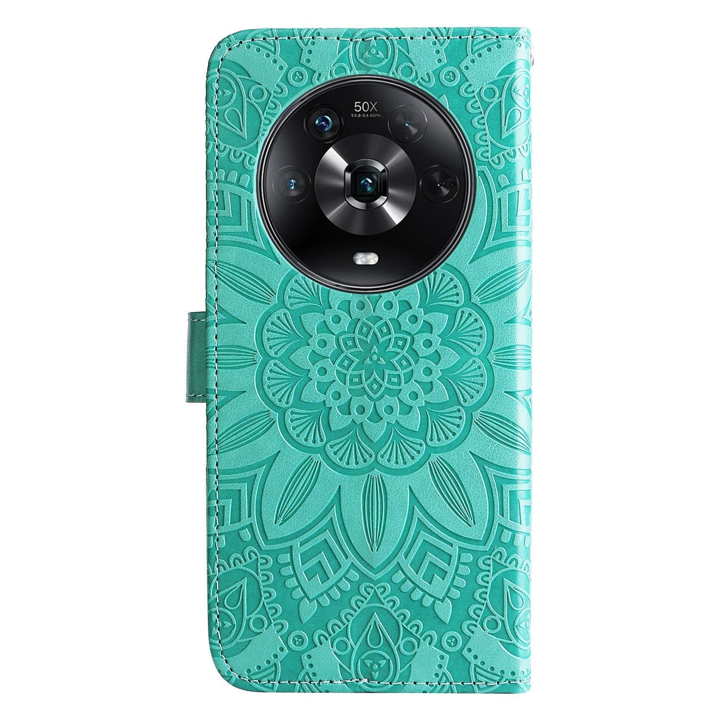 Honor Magic4 Sunflower Embossed Leather Wallet Phone Case with Kickstand and Card Holder