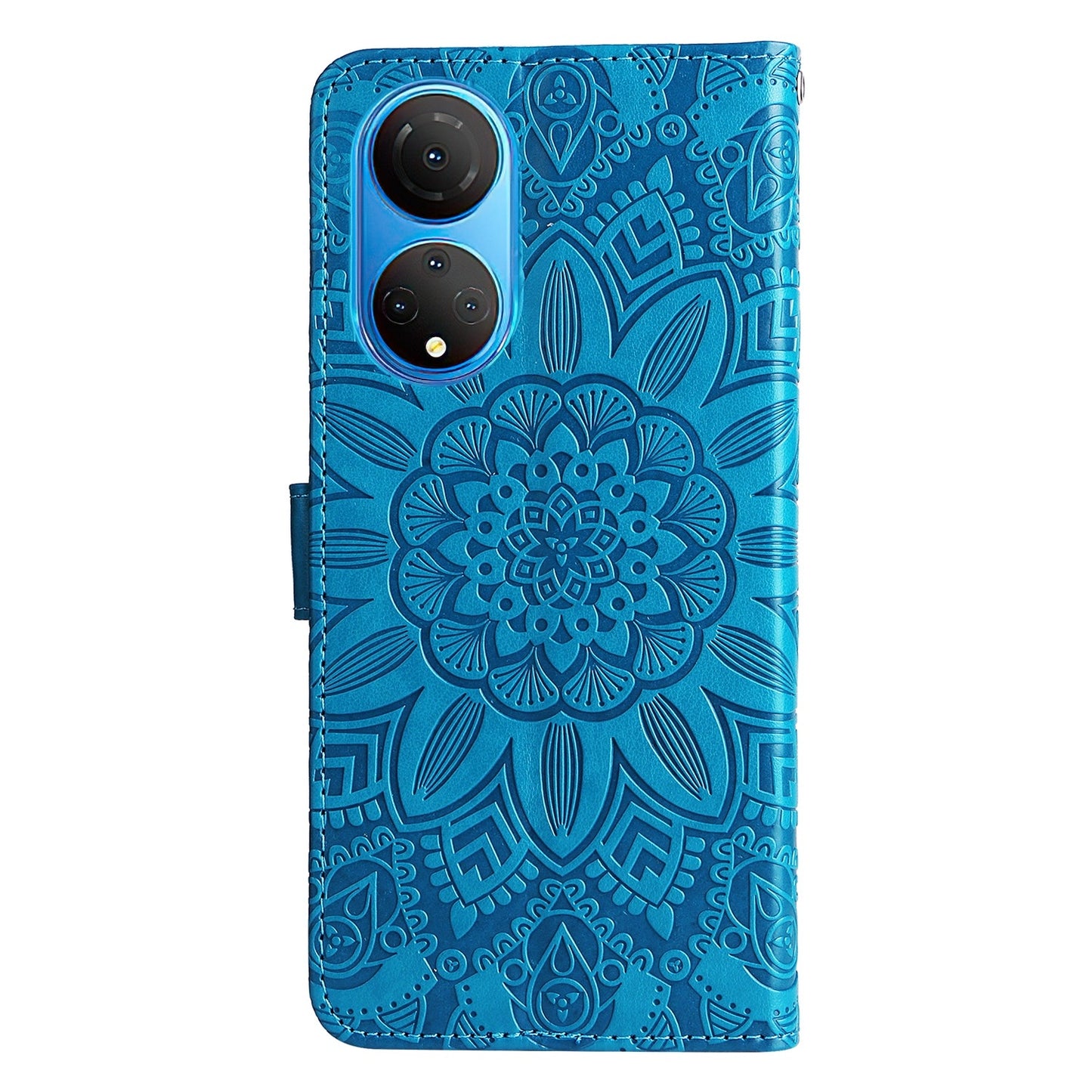 Honor X7 Sunflower Embossed Leather Wallet Phone Case with Kickstand and Card Holder