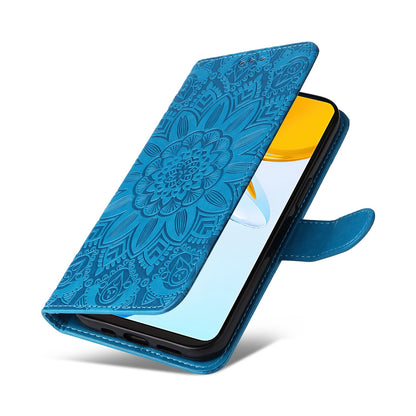 Honor Play 30 Sunflower Embossed Leather Wallet Phone Case with Kickstand and Card Holder