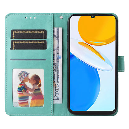 Honor Play 30 Sunflower Embossed Leather Wallet Phone Case with Kickstand and Card Holder